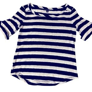 Banana Republic Wide-striped Navy White Top S EUC